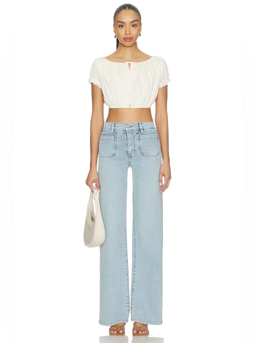 We the free people Light Wash High-Rise Wide Leg Jeans bohemian chic 26 nwot